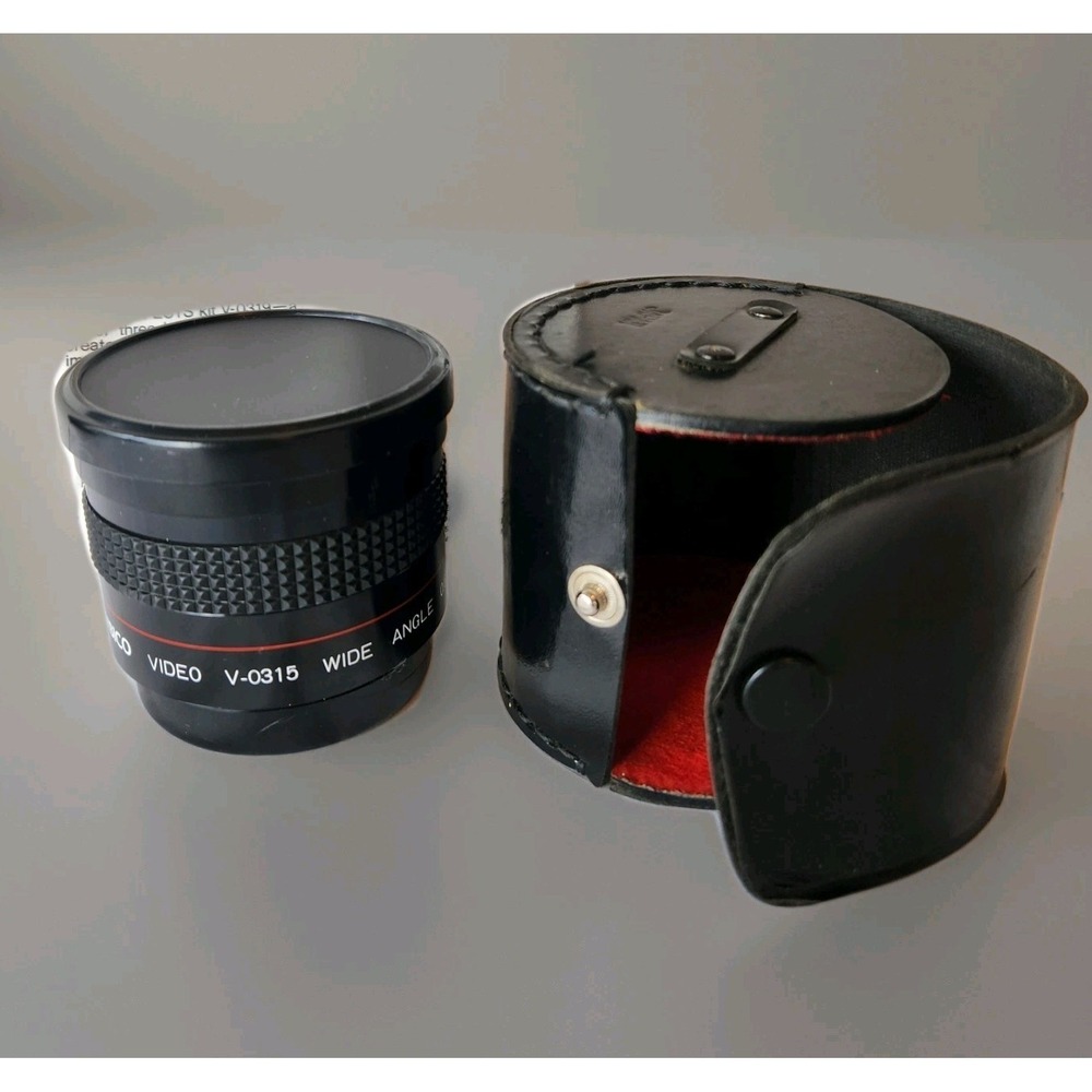 VTG‎ AMBICO V-0315 Video Fish-Eye Lens 0.6X Wide-Angle + End Caps & Case EUC